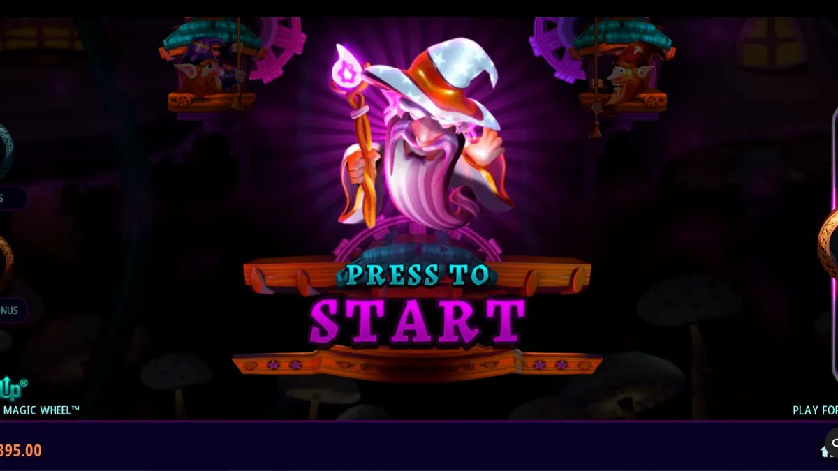 Tampilan visual slot Fire Gnomes 2 Magic Wheel dengan tema hutan jamur yang magis dan penuh warna.
